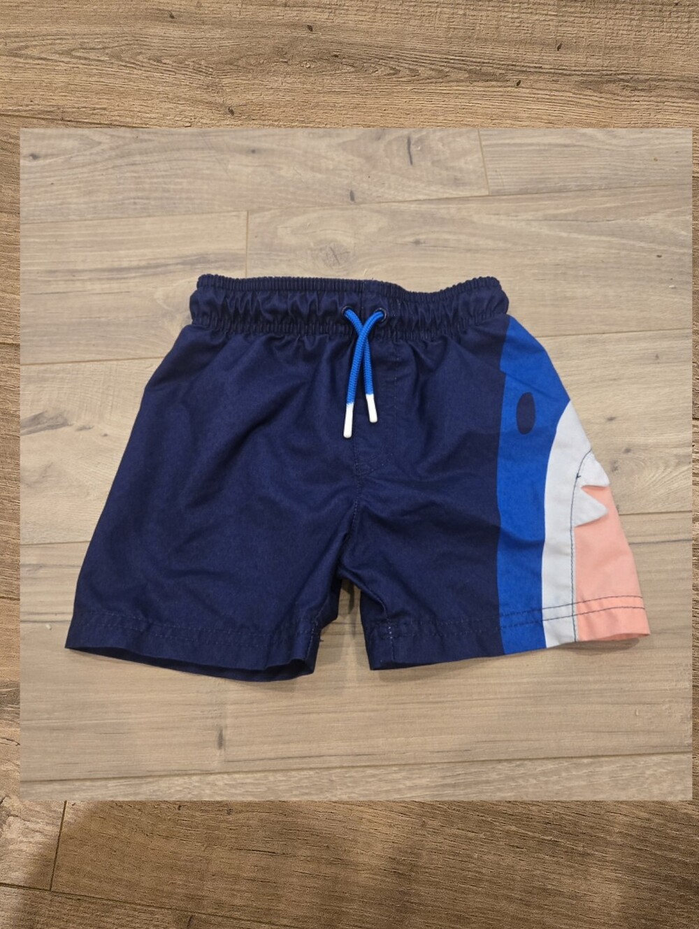 Toddler Boys Shark Swim Trunks - Navy Blue - 2T